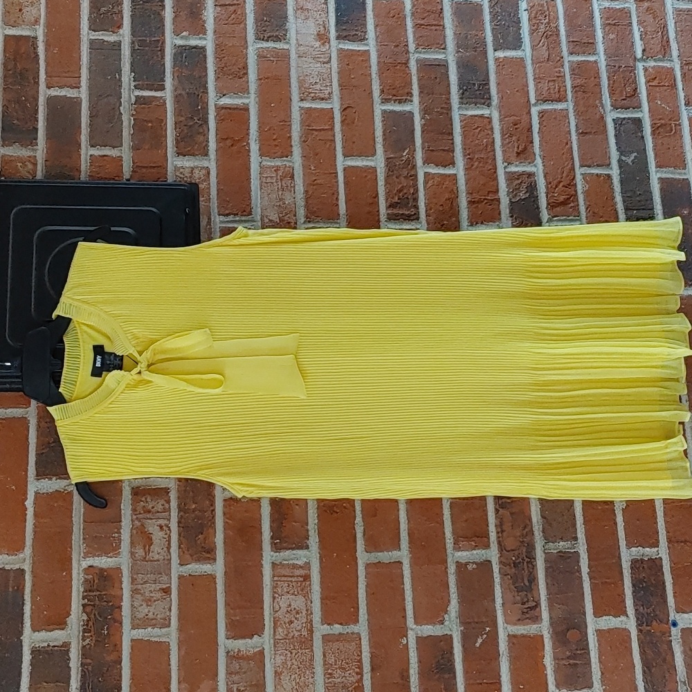 DKNY Accordion Sleeveless Neck Tie Dress Size 14 (1182)